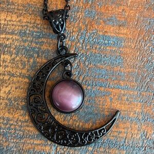 Elegant Black Crescent Moon Pendant Necklace